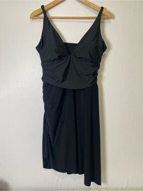 Magicsuit Black Ruched Slimming Swimdress One Piece Bathing Suit Swimsuit Sz 16